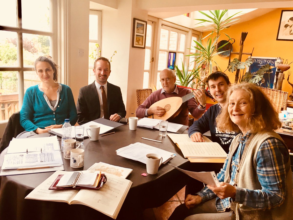 GwennyMartin's tweet photo. If only all rehearsals were this relaxed 🎶Looking forward to our Dowland concert in Bath on Wednesday @bathspalive @mikesolwil @Voicetrio @LWbassbaritone and Sam Brown #dowland #lutesong #emmakirkby #meloncollie #grateful https://t.co/3U1CHK7Nhh