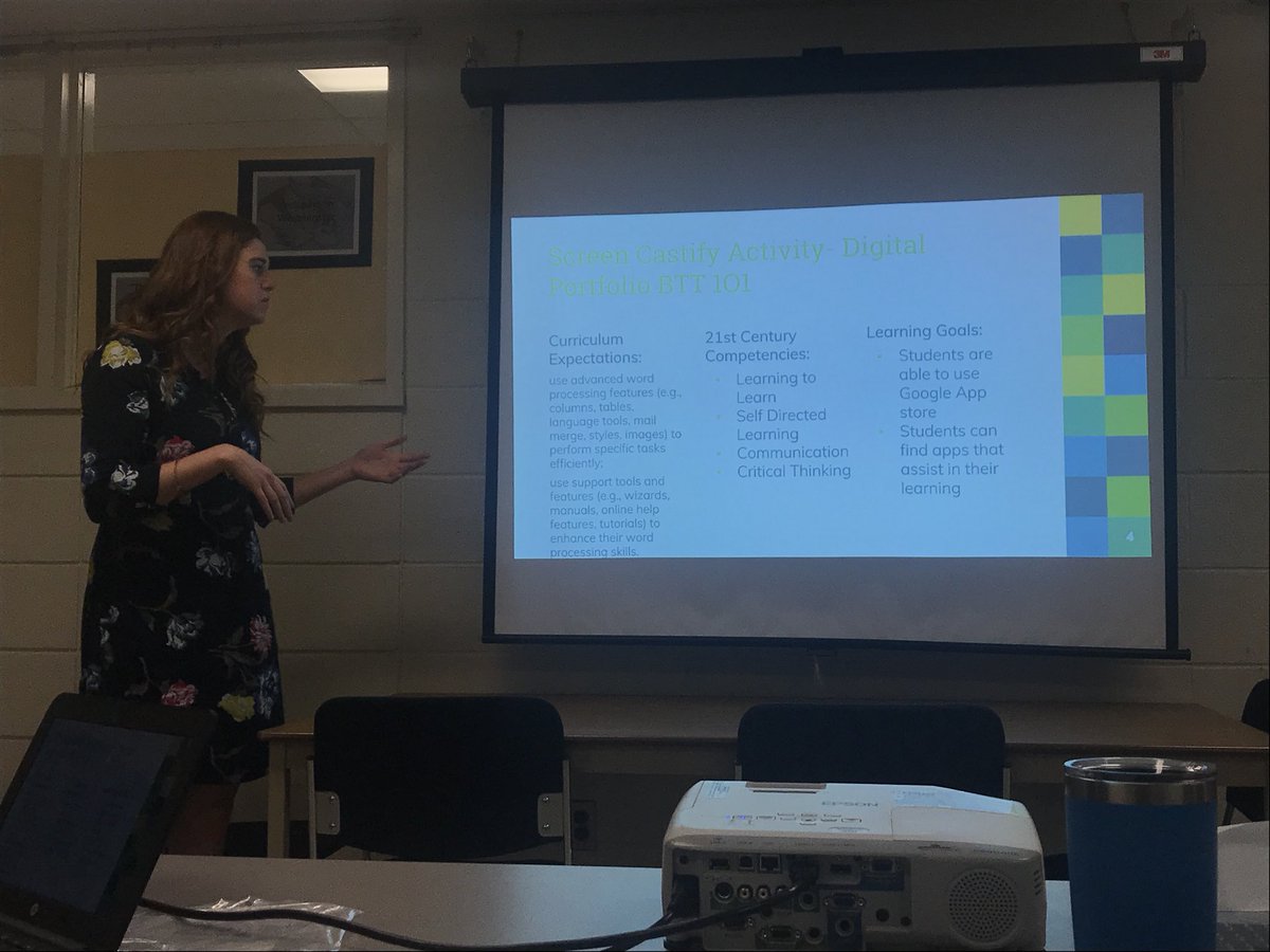 1:1 Business session! Talking about how to learn with (and from) students using Chromebooks to search for extensions in the Chrome Web Store. They used Screencastify to show how to add and use the extension, and a review. Thanks for sharing Alicia Cheshire! Awesome! #tvdsbtech