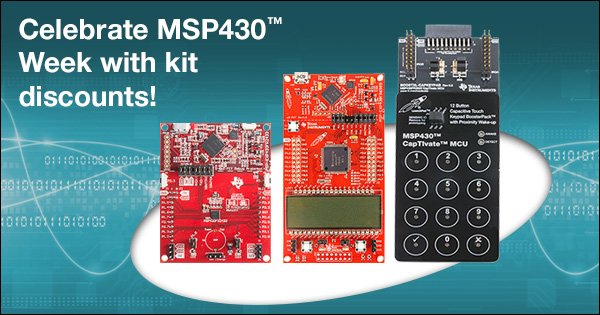 Blizzinho's tweet photo. Join us in celebrating #MSP430week with discounted LaunchPad kits all week! https://t.co/hKeMyJ7L37 #TIemployee https://t.co/nURL5EeL7Y