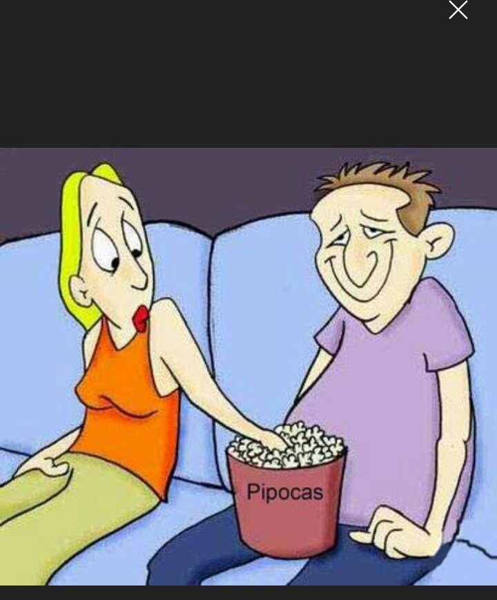 cartoon of a man and a woman on a date at the movie theater the man has a tub of popcorn on his lap the woman reaches for the popcorn and has a surprised expression on her face the man has a full faced grin