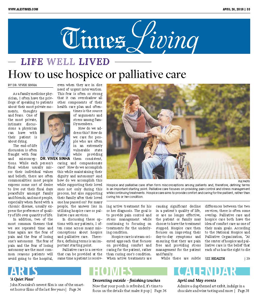 BelleviewMD's tweet photo. End of life care is never an easy topic to discuss. Knowing what options exist is critical in making a well-informed decision. In his latest article,our CMO Dr. Sinha discusses HOSPICE CARE &amp; PALLIATIVE CARE. Page 33
https://t.co/G0JLTZvmMo…/20…/04/04_26_2018-Alex_Times_web.pdf https://t.co/T0kVbXGR6q