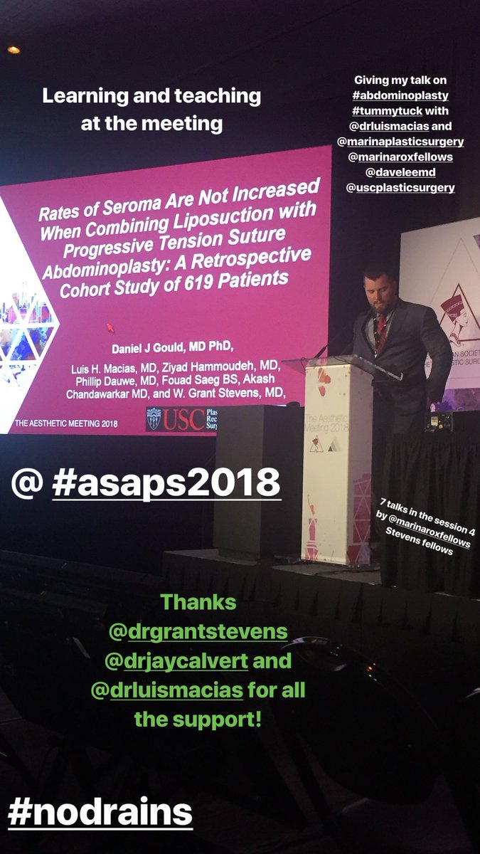 Danjgould's tweet photo. Presenting at the meeting ! #asaps2018 #plasticsurgery #asj @ASJrnl @USCPlastics @usc @DrGrantStevens @DrLuisMacias @JayCalvertMD https://t.co/EerQSxcLX5