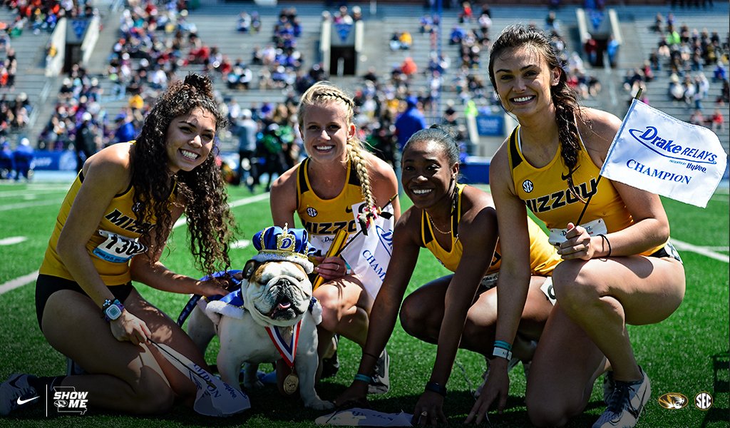 MizzouTFXC's tweet photo. #DrakeRelays2018 marked the first time in program history #Mizzou has won multiple titles in women's events! 🏃‍♀️

#MIZ #TigerTough 🐯🏳️🏳️🏳️ https://t.co/vpggOXIMST