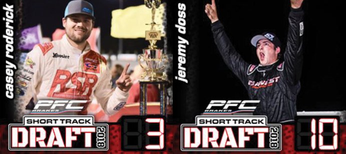 PFCbrakes's tweet image. #MondayMotivation We would like to congratulate #TeamPFC drivers @caseyroderick1 and @jeremydoss75 on making the @speed51dotcom #ShortTrackDraft #Top10 #PFCequipped #NoCompromises
