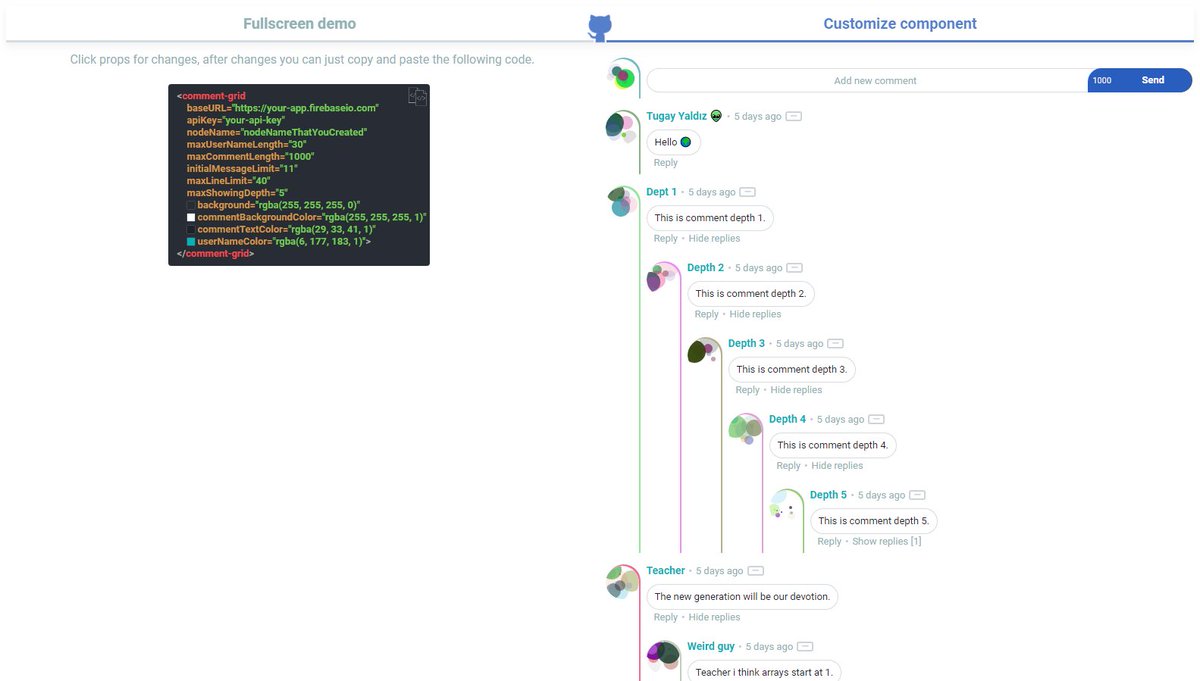 TugayYaldz's tweet image. @vuejs 💬 Responsive comment system component built with CSS Grid and Firebase REST API + Authentication
Demo: tugayyaldiz.github.io/vue-comment-gr…
Repo: github.com/TugayYaldiz/vu…
#vuejs #vue #vuecomponents #javascript #firebase #grid @dnomak @fatihacet @fkadev @chrisvfritz @sarah_edo @youyuxi