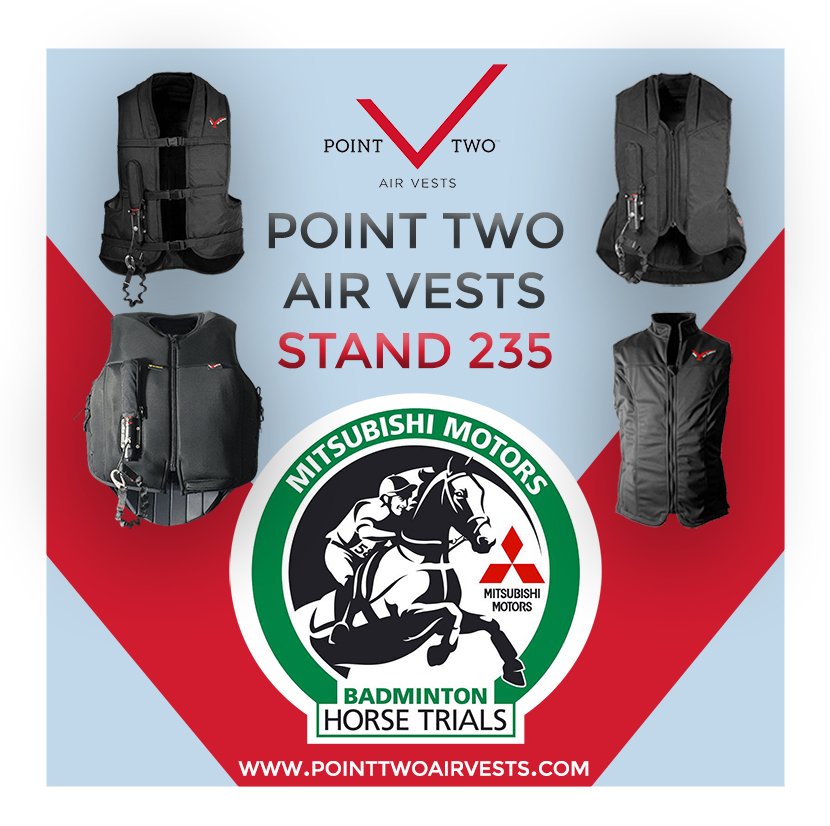 Point Two has supplied more air vests at the last two Olympics than all the other brands combined so make sure when it comes to your safety don't compromise, choose Point Two. For more information visit Point Two on stand 235 at Badminton Horse Trials #MMBHT #P2AirVests #Eventing
