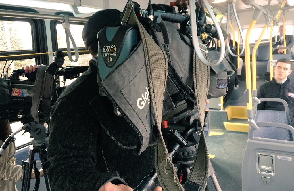 CityofRegina's tweet photo. Local media @ctvregina,@GlobalRegina and @620ckrm are riding the #ArcolaExpress this morning to see for themselves how quick it is to get downtown from Regina’s southeast end. https://t.co/RhlcBZZb0z