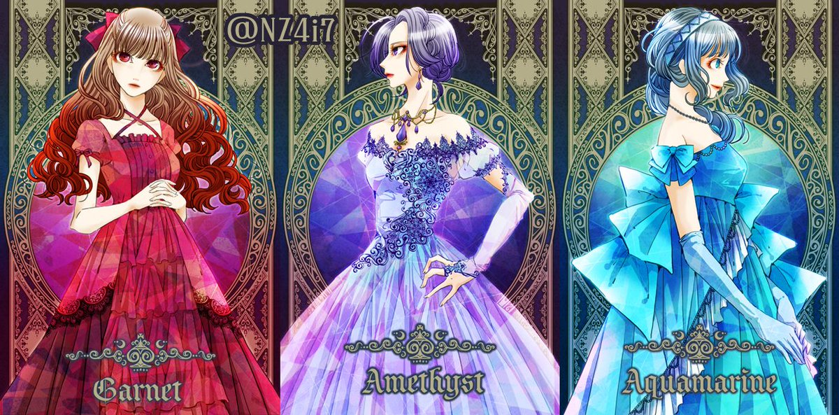 Nzi 新作その2 宝石擬人化女子達 1月ガーネット 2月アメジスト 3月アクアマリン 4月ダイヤモンド 5月エメラルド 6月パール 7月ルビー 8月ペリドット 9月サファイア 10月オパール 11月シトリン 12月タンザナイト