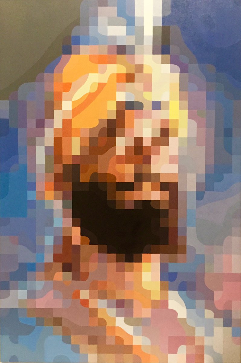 daldardhamrait's tweet photo. recently completed, mimic the direction of lines and shapes along with the angles to enhance the overall view. sometimes curving off the corners just as an extra point of interest
'King of Kings'
oil paint on canvas
24" x 36"#art #oilpaints #oiloncanvas #grid #pixel #pixelart https://t.co/11aanAOlLG
