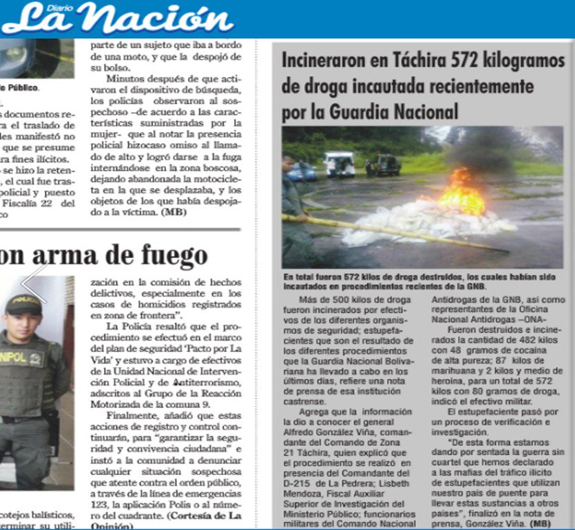 FANB Incineraron en Táchira 572 kilogramos de droga incautada recientemente por la #GNB #Reporta: lanacionweb.com/sucesos/incine… <a href="/GNBoficial/">GNB FANB</a> @LopezVargasR @AJ_GonzalezV