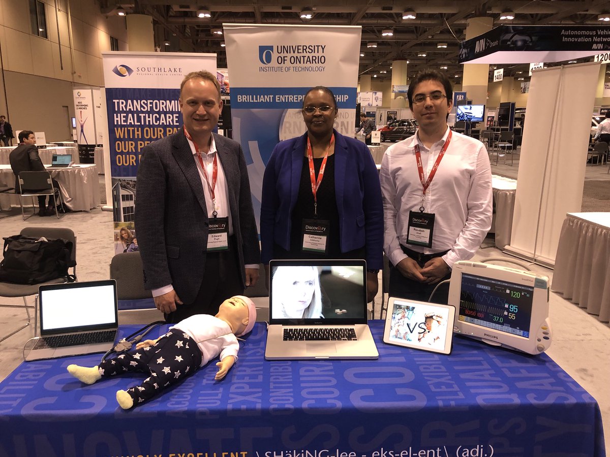 CP_McGregor's tweet photo. Be sure to come by and see our demonstration of Artemis at @OCEinnovation #OCEDiscovery booth #803 with @HealthEcosphere. Thanks to my @uoitgradstudies team who are at the booth today! @DrEdwardPugh @CInibhunu @roozbehj @UOITHIR https://t.co/zv8Byr2tsZ