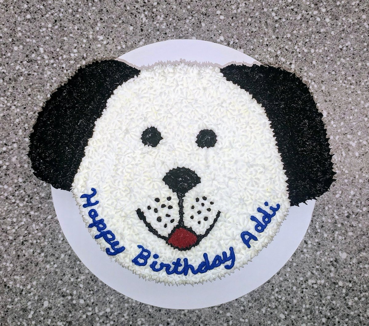 white dog cake