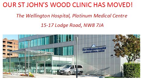We are delighted to share our very exciting news!! Our St John's Wood clinic has now moved to the <a href="/WellingtonHosp/">The Wellington Hospital</a> Platinum Medical Centre! Same top quality therapists &amp; services, just a different location! Call now on 0207 404 6343 Opt 3 for more information!