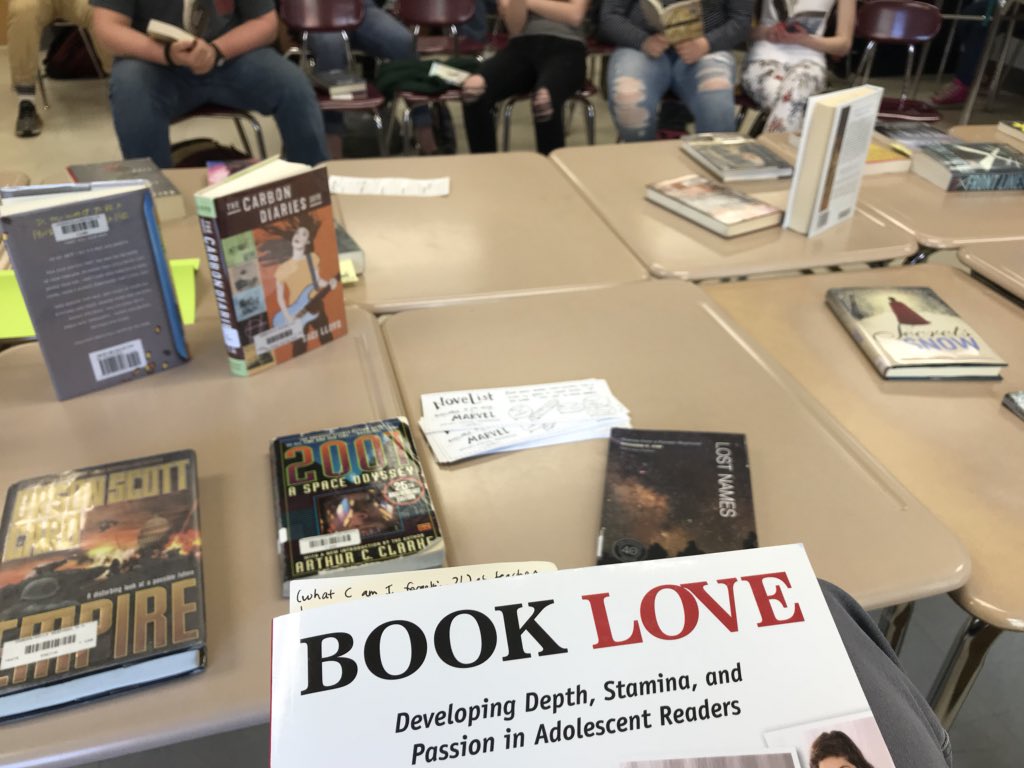 irisdagmar's tweet photo. Twitter-length, genre booktalks today with the terrific @pforster25 and her fabulous 9th graders. Link to the booktalks: https://t.co/hXq9NPIOtv #studentcenteredlibrary #studentcenteredlearning #booklove #literacywithchoices #makinglifelongreaders #elachat https://t.co/OK6zBnoueK