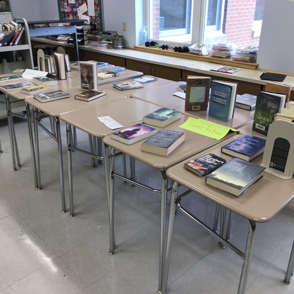 irisdagmar's tweet photo. Twitter-length, genre booktalks today with the terrific @pforster25 and her fabulous 9th graders. Link to the booktalks: https://t.co/hXq9NPIOtv #studentcenteredlibrary #studentcenteredlearning #booklove #literacywithchoices #makinglifelongreaders #elachat https://t.co/OK6zBnoueK