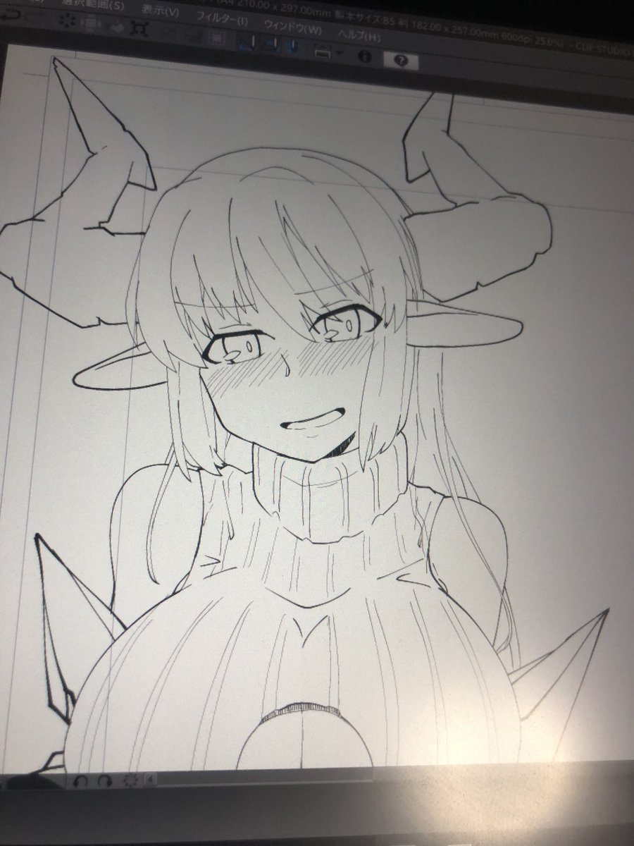 エイドさん線画でけた 