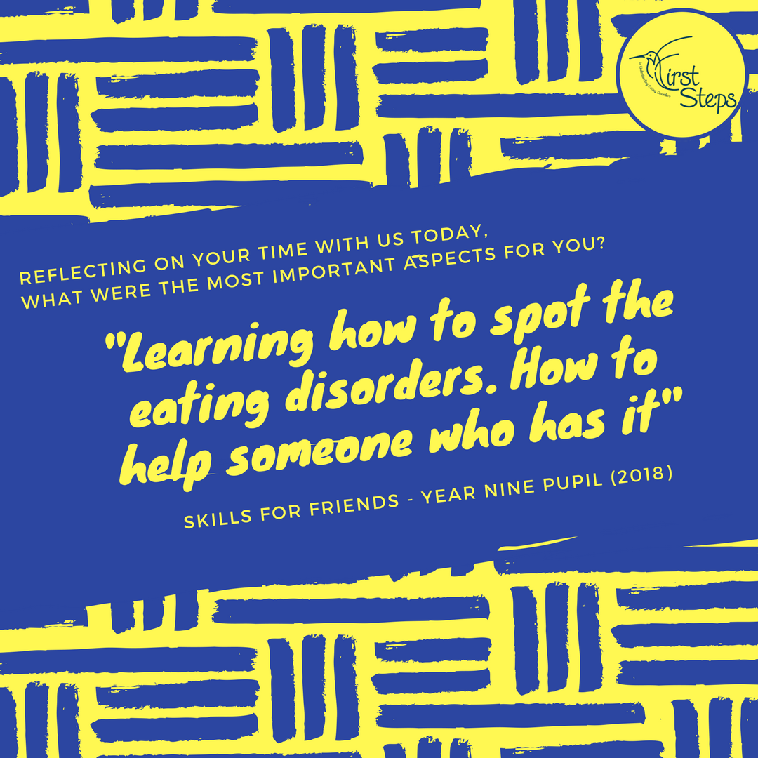 One of the aims of our Skills for Friends workshop is to educate pupils on the different types, causes, signs and symptoms of eating disorders so that they are able to spot these signs in friends and help them seek the appropriate support #mentalhealthawareness #earlyintervention