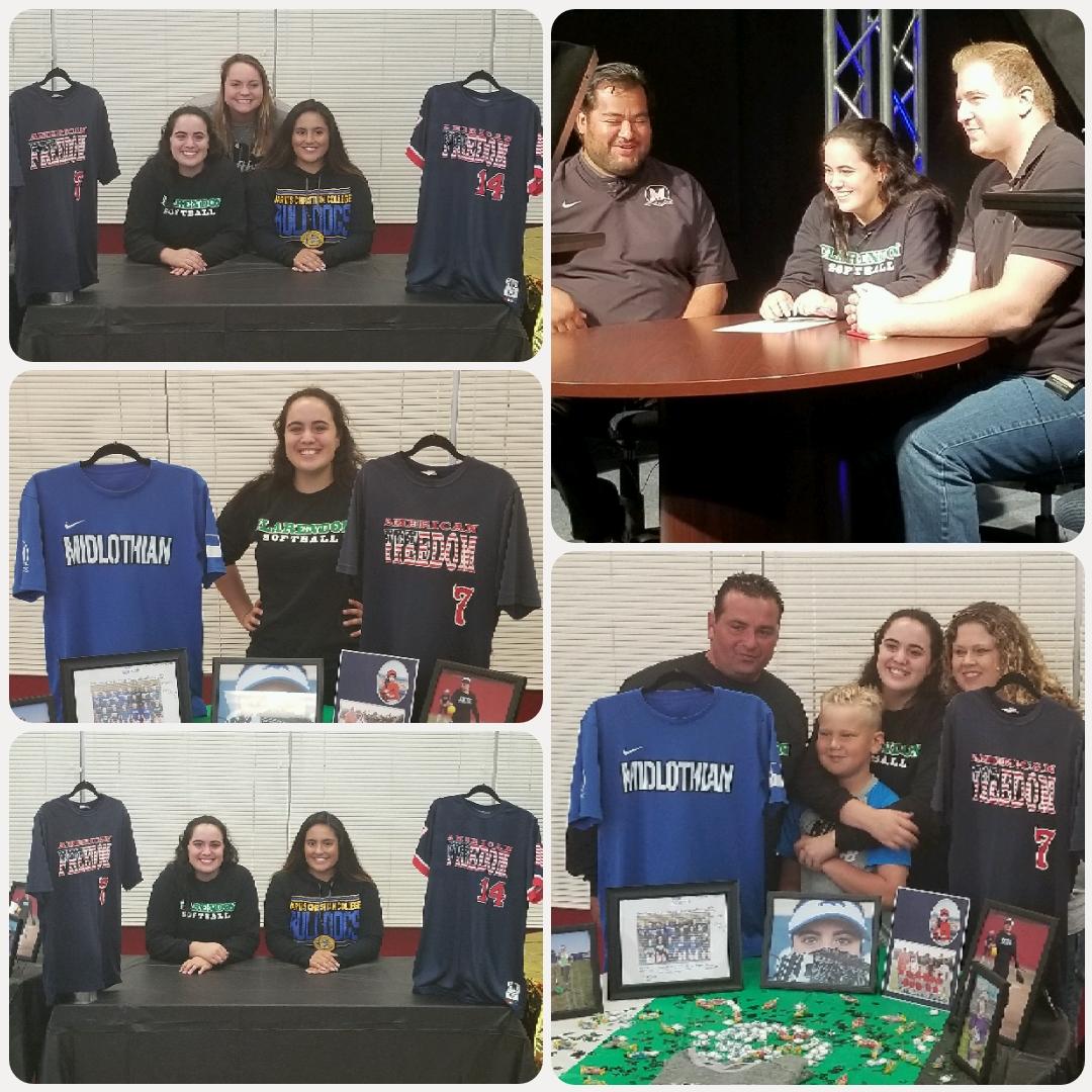AMNTX18u's tweet photo. In Midlo @MHSLadyPanthers this morning attending the official signing of 2018 C/1B Alexis Perez (JCC commit @jccbulldogs) &amp; @AFFortWorthGold RHP/2B Morgan Stevenson (Clarendon College commit @ccdawgs) #AFESoftball #ExpressDNA https://t.co/AjqgKKMQQY
