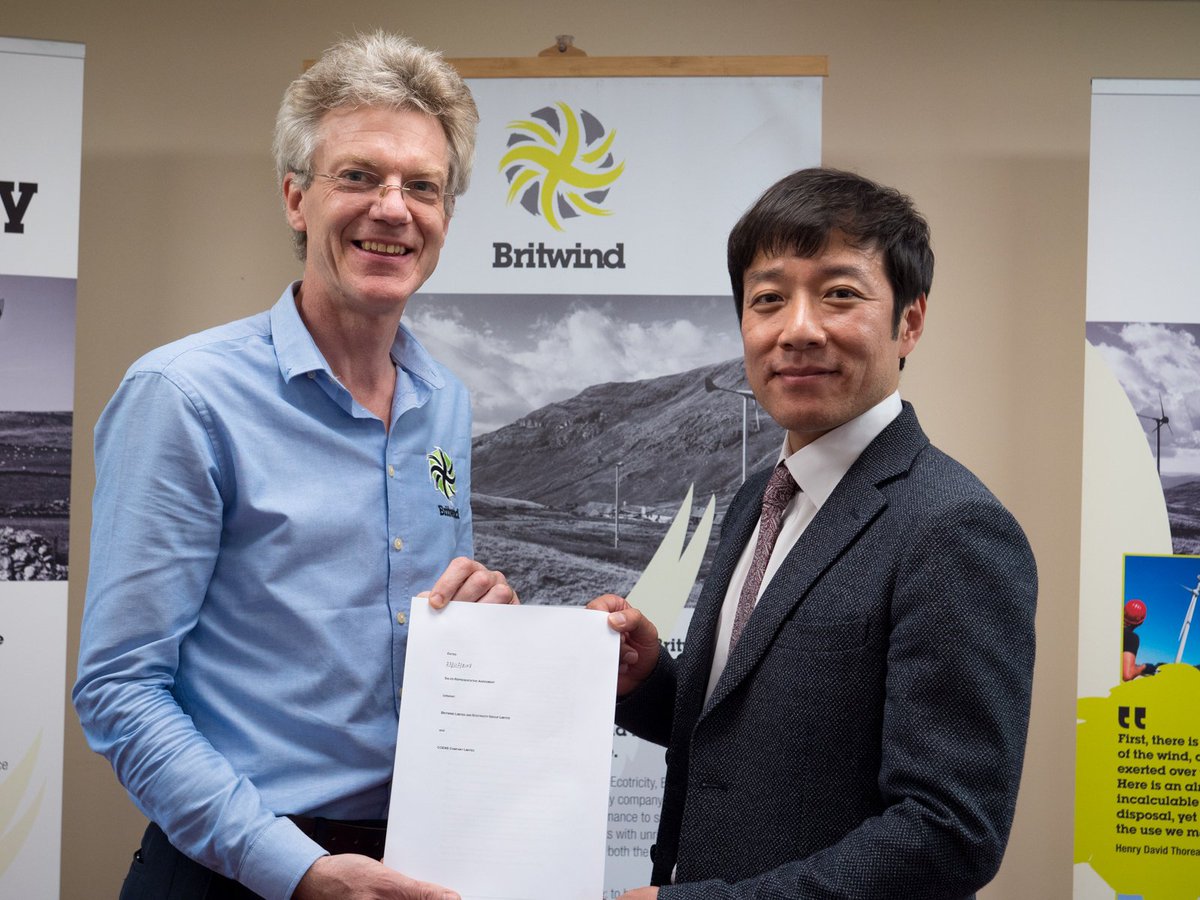 Alex Alliston, Head of Sales and Business Development and S. I. (Steve) Seo, Executive Vice President &amp; Chief Operating Officer, COENS Co. Ltd. mark the start of a new era in S. Korea for Britwind with COENS acting as our Representative.