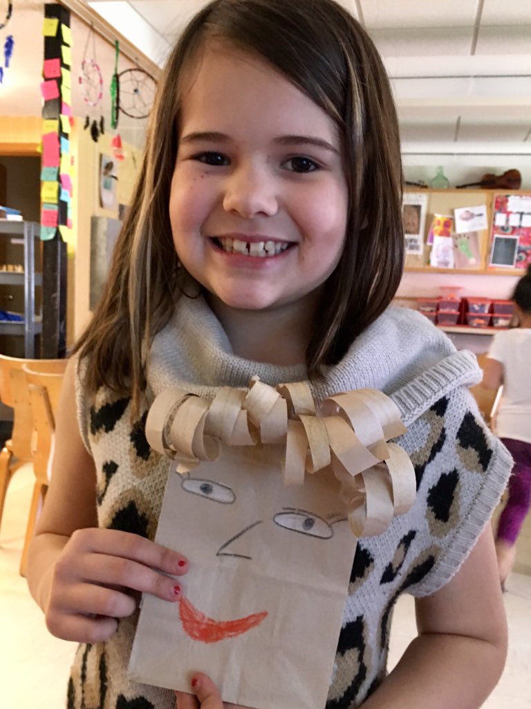 ErinLachut's tweet photo. Recyclable Art is always FUN :) Just ask these CHE 2nd graders that got to turn brown paper bags into Troll Haircuts today! #recyclableart #creativityexercise #liverpoolArt https://t.co/It17KPwXgf