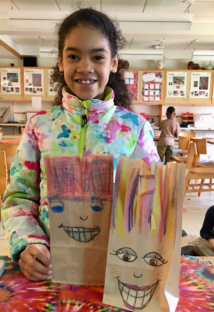 ErinLachut's tweet photo. Recyclable Art is always FUN :) Just ask these CHE 2nd graders that got to turn brown paper bags into Troll Haircuts today! #recyclableart #creativityexercise #liverpoolArt https://t.co/It17KPwXgf