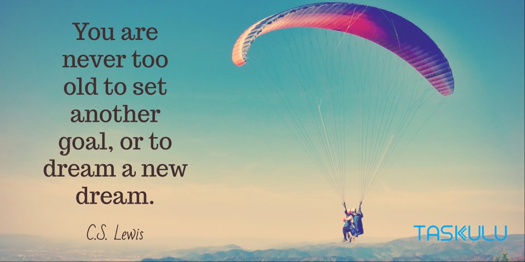 taskulu's tweet photo. “You are never too old to set another #goal or to #dream a new dream.”
C.S. Lewis
#MondayMotivation https://t.co/64WBGgWAZM