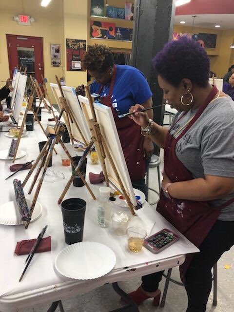 SisterFriendDET's tweet photo. SisterFriend mentors had an opportunity to relax at this month’s SisterFriend Social event at Painting With A Twist. #IAMASISTERFRIEND #SisterFriendsDetroit #Detroit #HealthyMoms #HealthyBabies #Detroit https://t.co/kYUrR59X5M