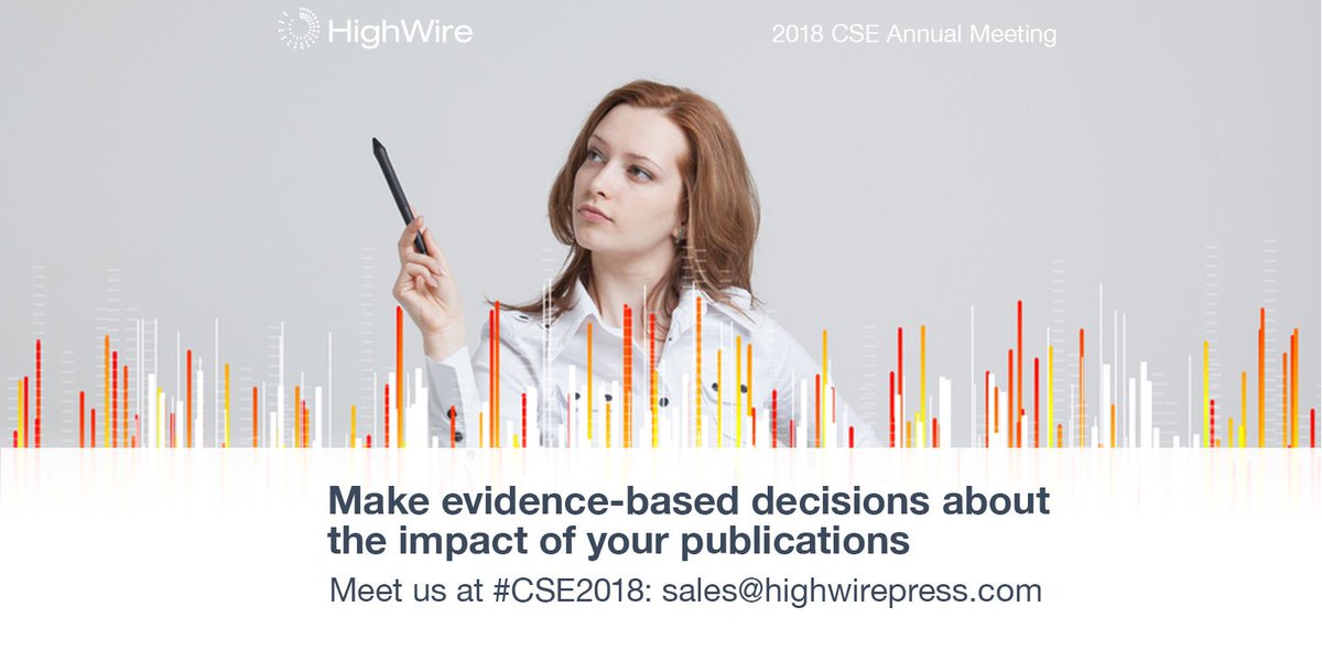 #CSE2018: Discover why Impact Vizor is the publisher's choice for analytics and decision-support. Impact Vizor can help collate and understand your publishing data to learn which kinds of articles are helping or hurting your impact.
Meet us at Booth 17: sales@highwirepress.com