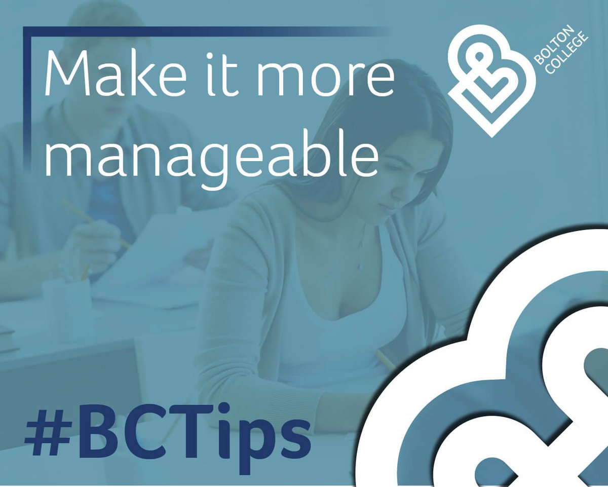 BoltonCollege's tweet image. 8⃣ Break down your subject into ordered sections. This will reduce stress and keep you organised! #BCTips