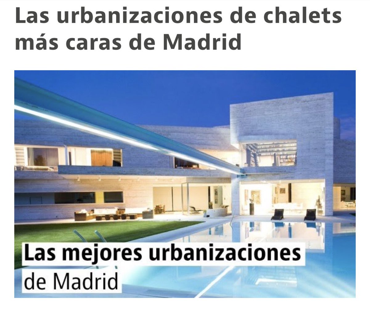 TwelveHouseInmo's tweet photo. Las Urbanizaciones de chalets más caras de Madrid
Twelve House #twelvehouseinmobiliaria #elviso #lafinca #lamoraleja #ciudalcampo #lujo #Madrid https://t.co/jDKCaF2QlM
