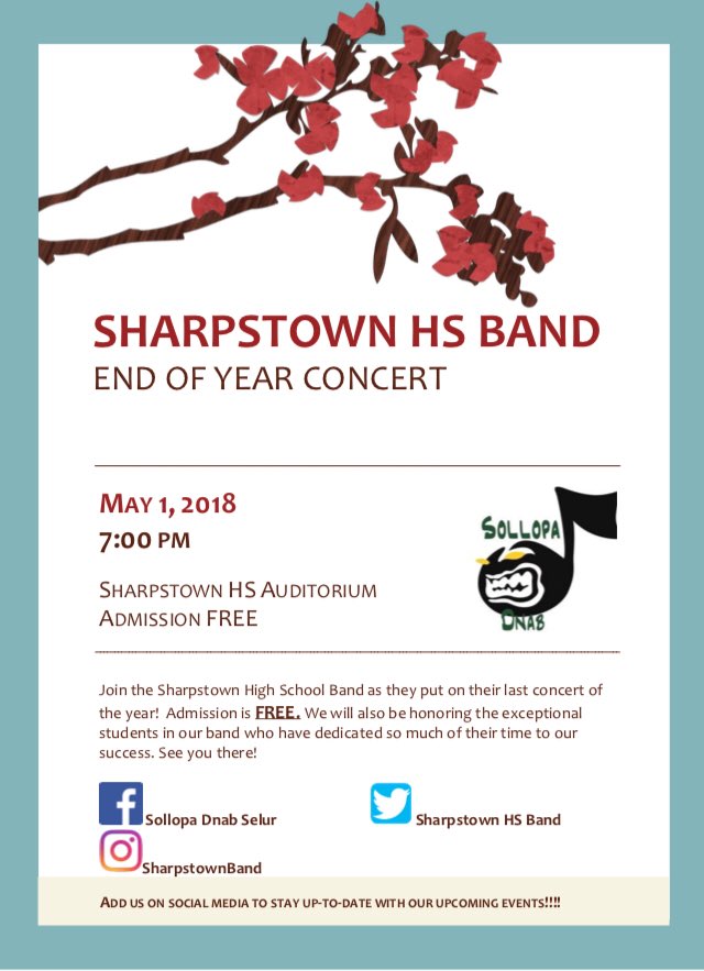 Please join us for our annual End of Year concert tomorrow, Tuesday at 7pm in our auditorium! Open and free to the public. #SollopaDnab #Bandconcert #UIL #Edsheeran #Moana #Avengers