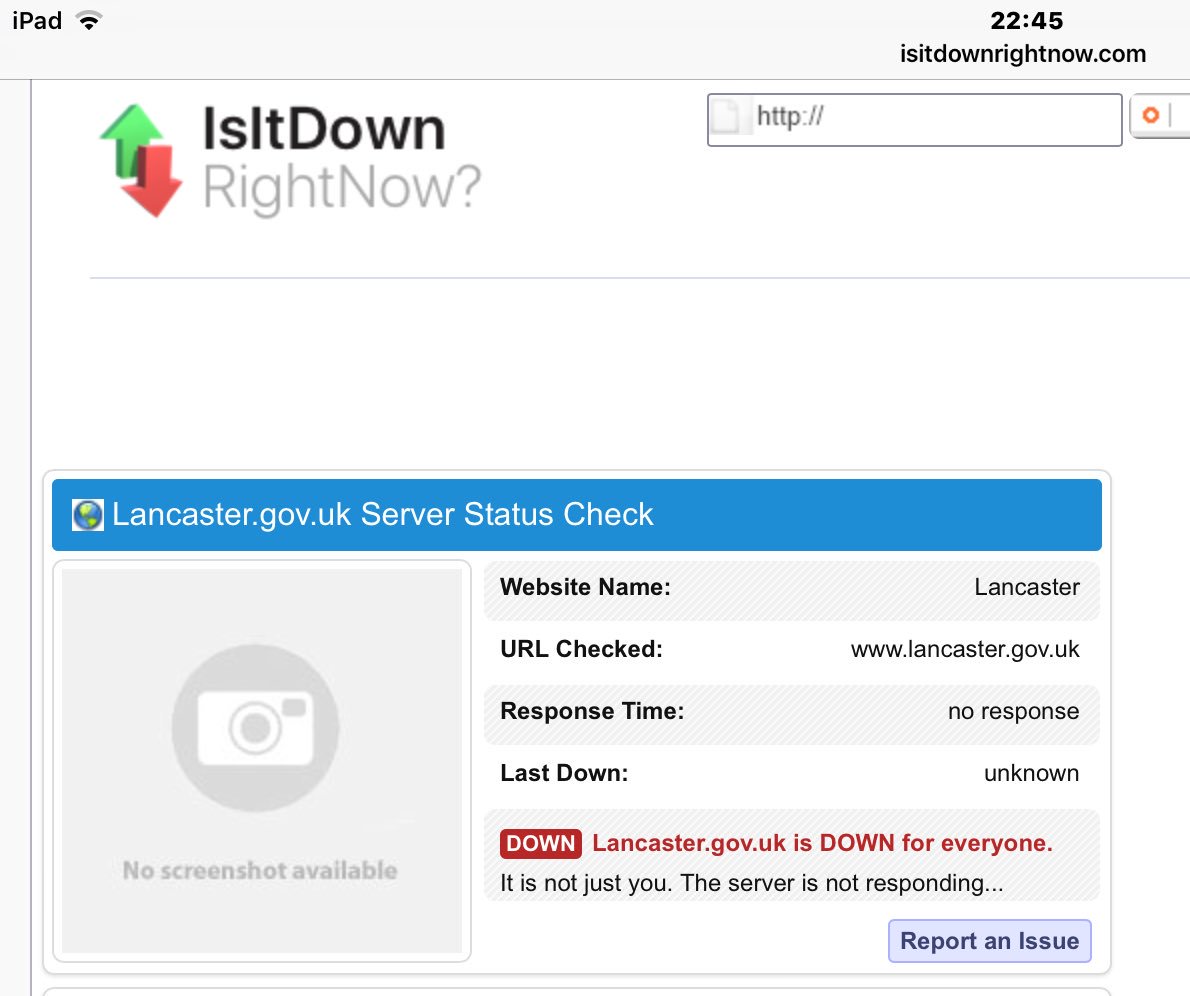 Oh dear <a href="/LancasterCC/">Lancaster City Council</a> , it appears your website is struggling again?!
