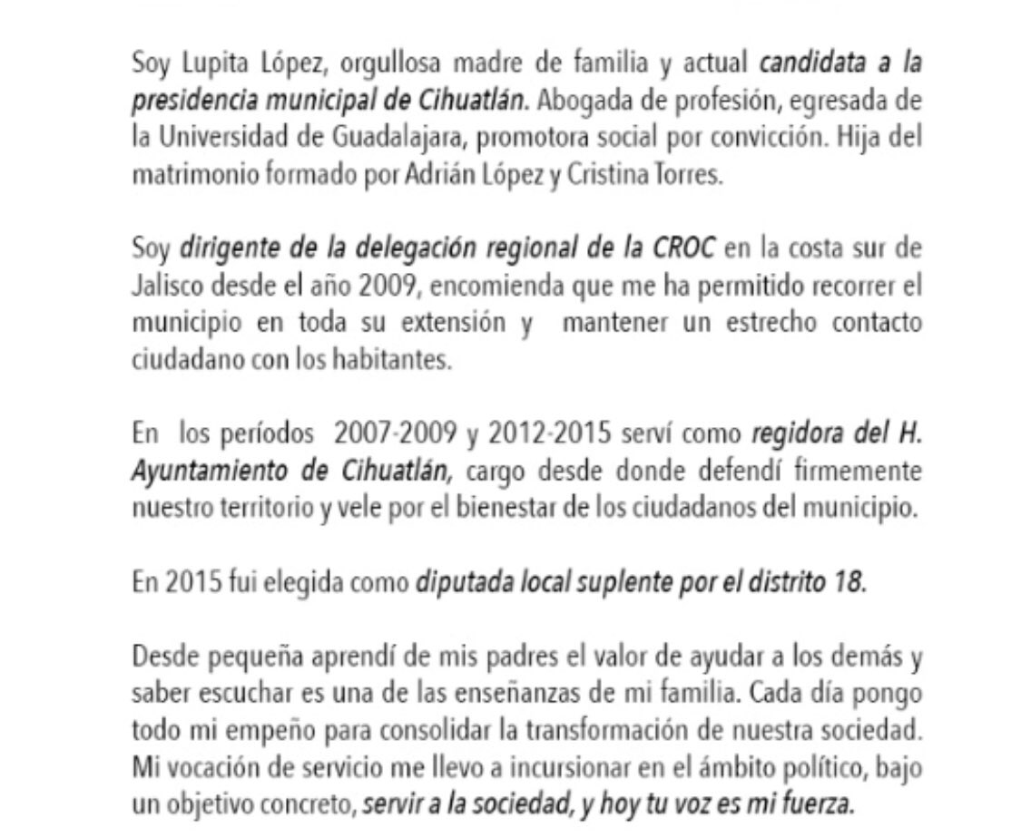 Cihuatlan2018's tweet photo. #Cihuatlan2018 #LupitaLopez Conoce mi historia y déjame conocer la tuya, tus inquietudes y necesidades https://t.co/R6IXbHvbrT