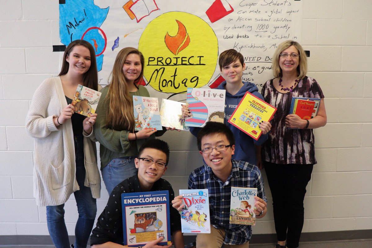 ProjectMontag's tweet photo. We've collected over 180 books our first week for @AfricanLibraryP! @hannxhwolf @_Iggyiguana_ @cora_dotson @kate_diersing @calebhe2 @YeomeoSchool https://t.co/ZAxuhOxgtu