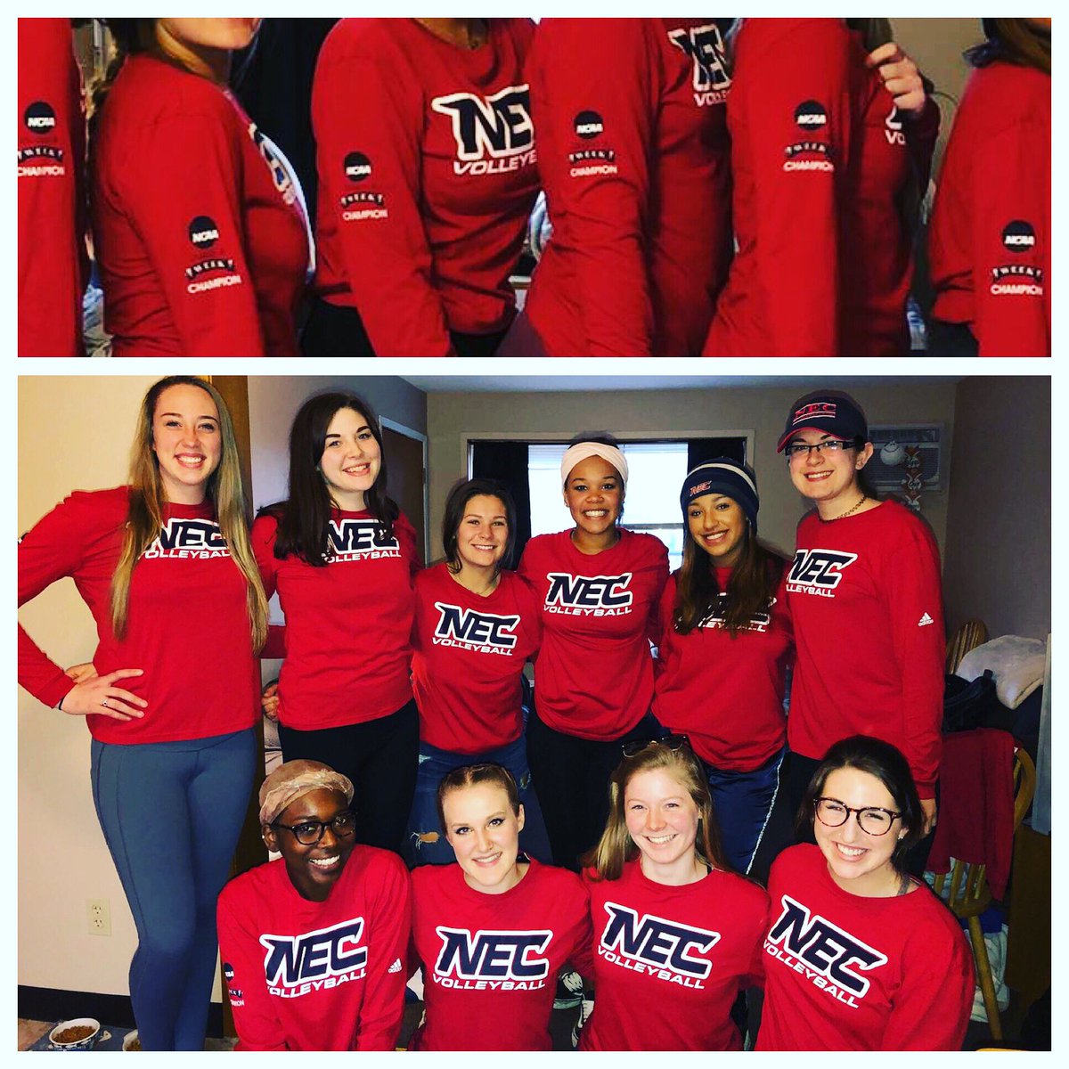 NEC__SAAC's tweet photo. Our D3 Week champions proudly showing off what they’ve earned!  #d3week2018 #getitnextyear https://t.co/irD1qUaEbF