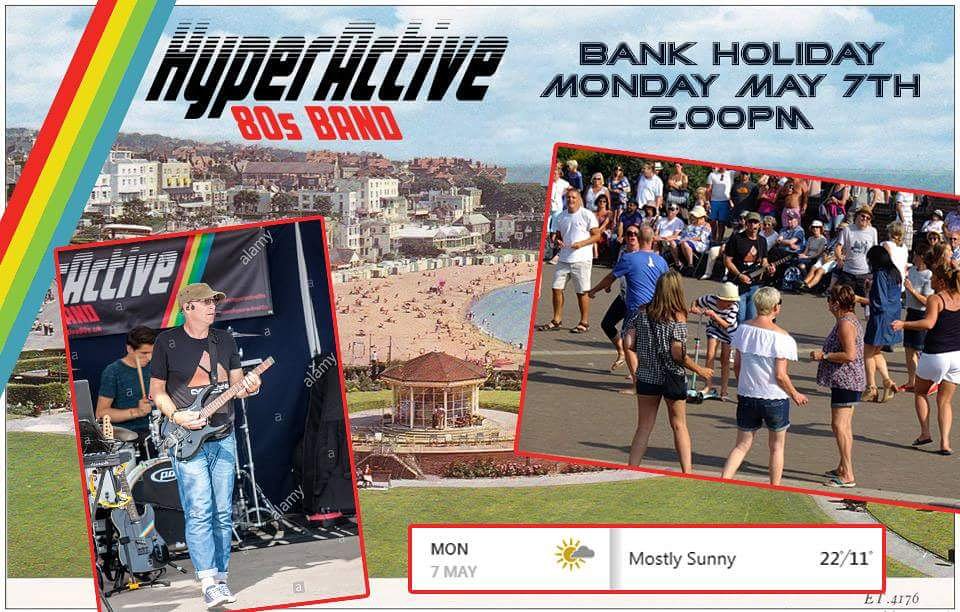 HyperActive80s's tweet photo. Difficult to imagine it right now but this day next week (Bank Holiday Mon May 7th), we will be back at ** BROADSTAIRS BANDSTAND ** ...  fingers crossed, in the sunshine if the long range weather forecast is anything to go by! 😁👍🏻 #broadstairs #80smusic #80sband https://t.co/UTUXRjm7gk