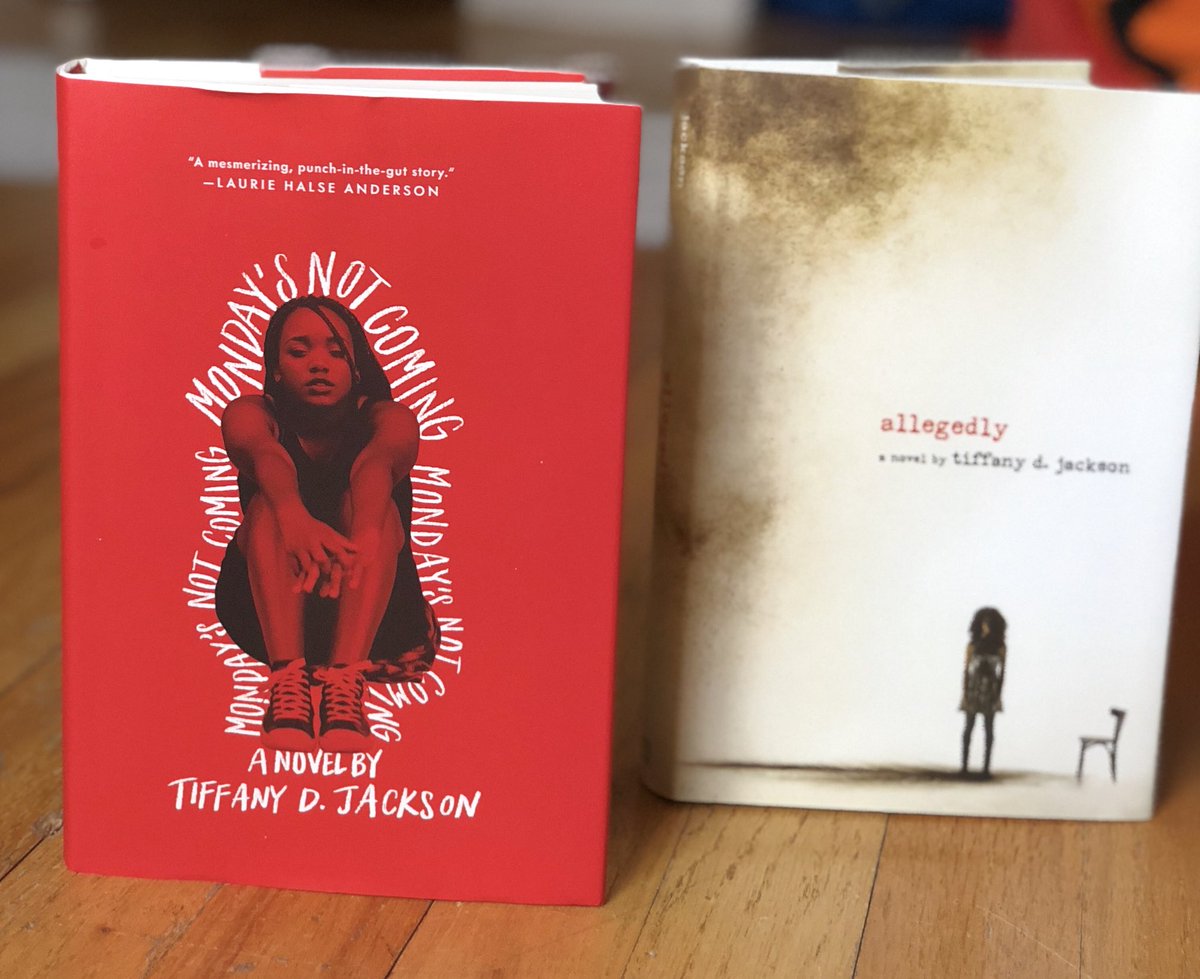 WriteinBK's tweet photo. #mondaysnotcoming is out in 3 weeks and every Monday leading up to it I’m hosting a #giveaway. 
RT &amp; Follow by 5/5 11:59pm to win signed copies of both my book babies. US ONLY. #bookgiveaway #allegedly https://t.co/0veirycutI