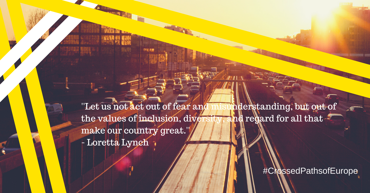 crossedpathsEU's tweet photo. ''Let us not act out of #fear and #misunderstanding, but out of the #values of #inclusion, #diversity, and regard for all that make our country great.''
- Loretta Lynch
#CrossedPathsofEurope https://t.co/EnwVmLUXax