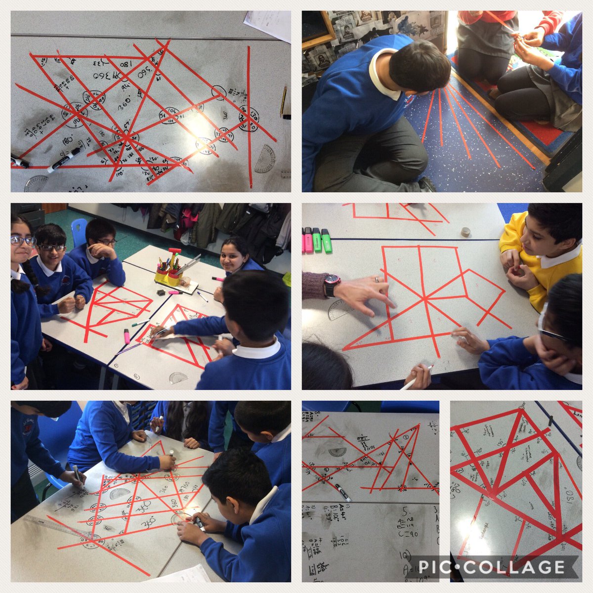 MetcalfeMaths's tweet photo. Looking at angles in class today with a great activity spotted on Twitter by @TalkForTweets (can’t remember where but thanks if it was you.👍🏼). The children were truly engaged and used their knowledge and reasoning to work out all the angles and check if they were right. ⭐️ https://t.co/kWP6NPic1N
