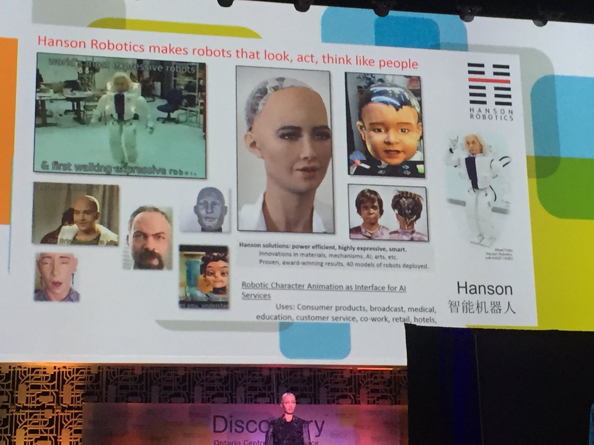 FNGhadaki's tweet photo. The holographic Dr David Hanson with #humanoid #SofiaTheRobot delivering a keynote “Bringing #Robots to Life” at #OCEdiscovery @OCEinnovation
#AI #ServiceRobots #Empathy https://t.co/6BoNLMXuVC