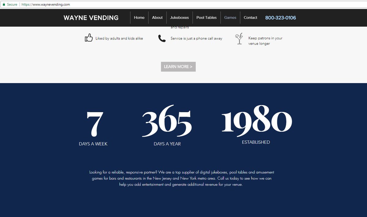 waynevending's tweet image. We offer service 7 days a week!!  Every install is as unique as its location.  Call us to day at (800) 323-0106.  waynevending.com
#digitaljukebox #pooltables #amusementgames #speakers #darts #megatouch #bowler #golf