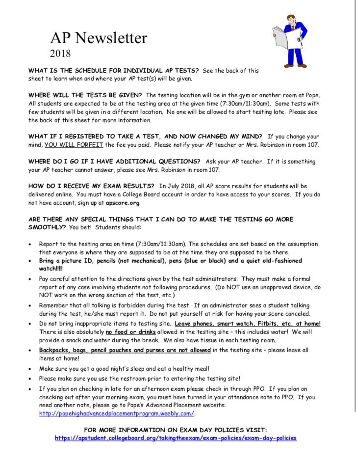 PopeAPProgram's tweet image. AP TESTING INFO: