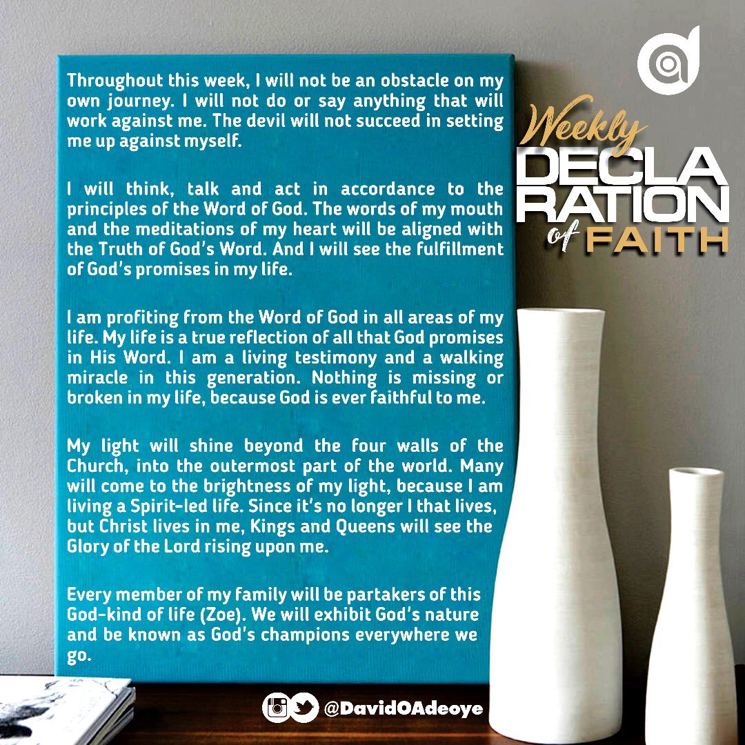 DavidOAdeoye's tweet photo. #FaithDeclaration #PropheticPrayers #PositivePrayers #DavidAdeoye https://t.co/KEy0GksDFG