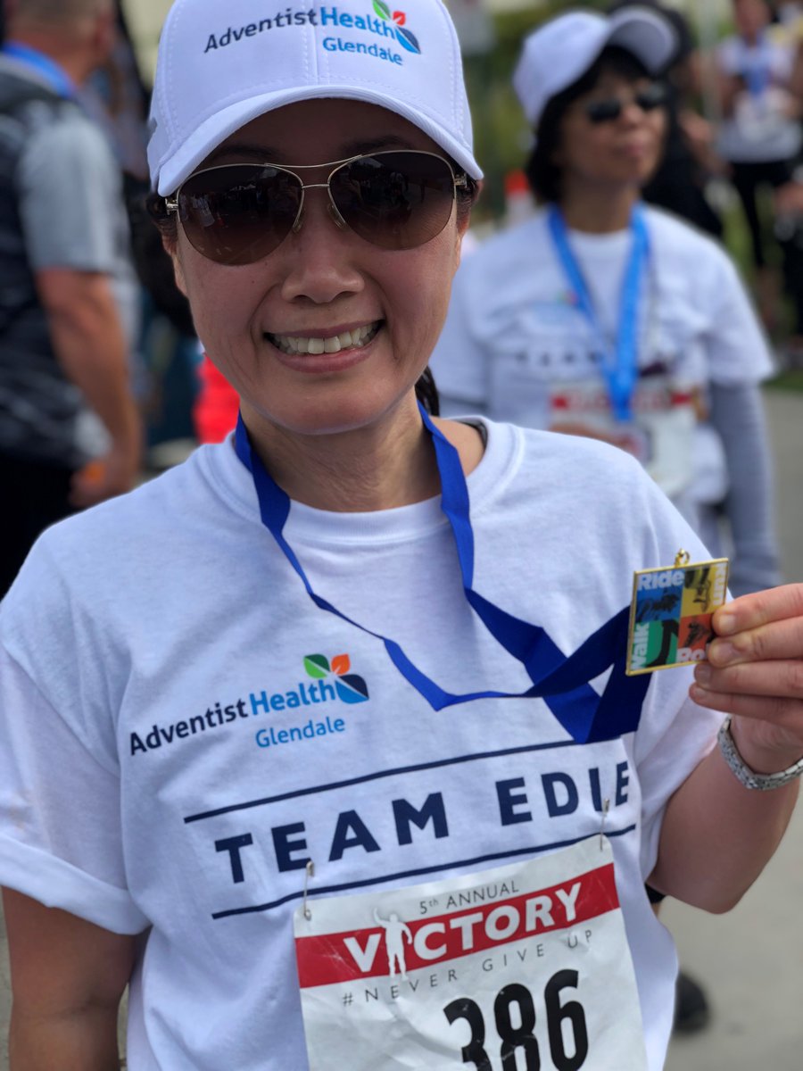 HeatherJRuiz's tweet photo. Jinhee Nguyen, the Adventist Health Glendale Patient Care Executive, listened to Melissa share her story about the car accident that left Edie paralyzed from the chest down. "We're all going to run with you. We're going to support Team Edie." #LivingOurAHMission https://t.co/QQG9LdhBgL