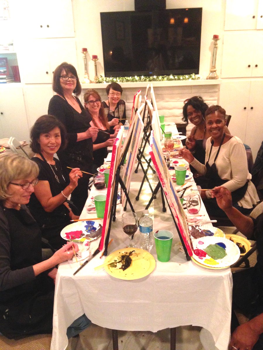 PaintSipParties's tweet photo. Another lovely evening #painting and #sipping! Tonight we celebrated a #retirement. These ladies were amazing, look what beautiful paintings they created! https://t.co/IjKFvhBKVP #paintnsip #celebrate #funwithfriends #makingmemories #art #wine #creativity #dosomethingnew #social https://t.co/BfBofEUyJH