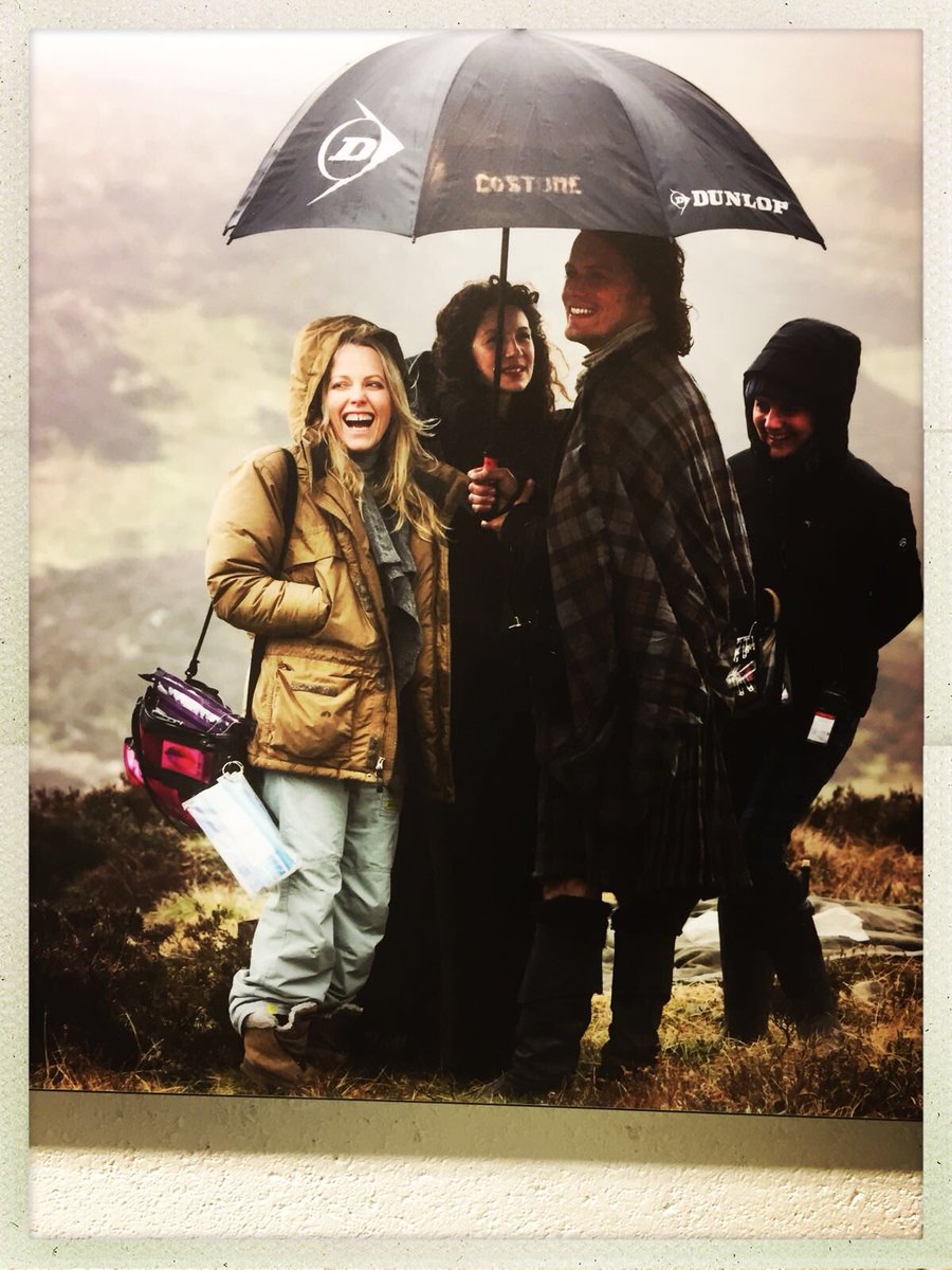 AnitAndersonMUA's tweet photo. Happy Birthday @SamHeughan. I love this picture taken on your birthday season 1 #Outlander. The worst rain we've had but you cracked a joke &amp; we all lost it! https://t.co/i4ZvPMhTrF