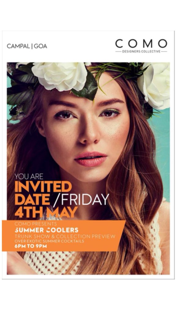 como_collective's tweet photo. You are Invited for
.
COMO
.
S U M M E R  C O O L E R S 
Trunk Show &amp; Collection Preview 
Over Exotic Summer Cocktails.
#BeComo #como #designerwear https://t.co/GM0uedsy6J
