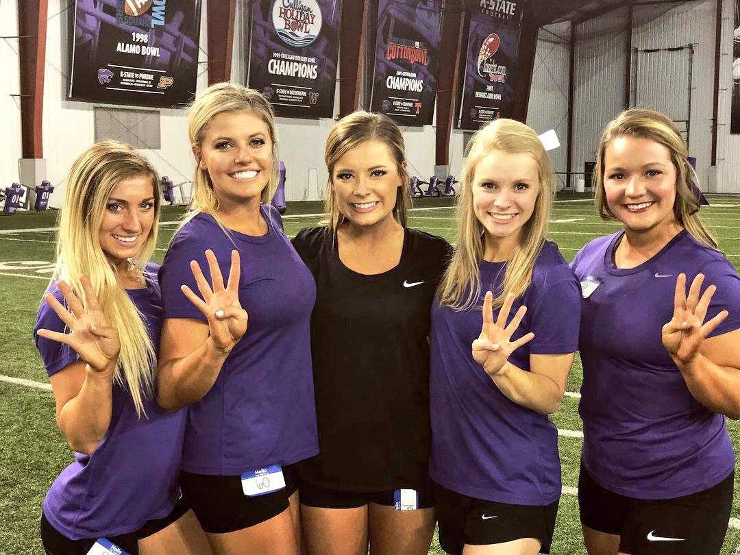 Kalipitcock's tweet photo. So excited to be cheering on the cats  for one more year with my favorite girls 🎀 https://t.co/66EUv8B5ZO
