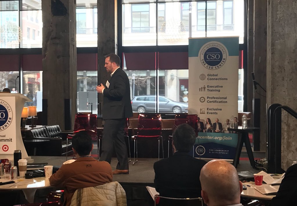 ASIS_Intl's tweet image. Afternoon breakout session at #csosummit, “Implementing #ESRM: A Case Study.” Way to become trusted advisor in your org. You are doing 85-90% of it already but in silos or not talking to each other to get the right output that is useful for leadership.