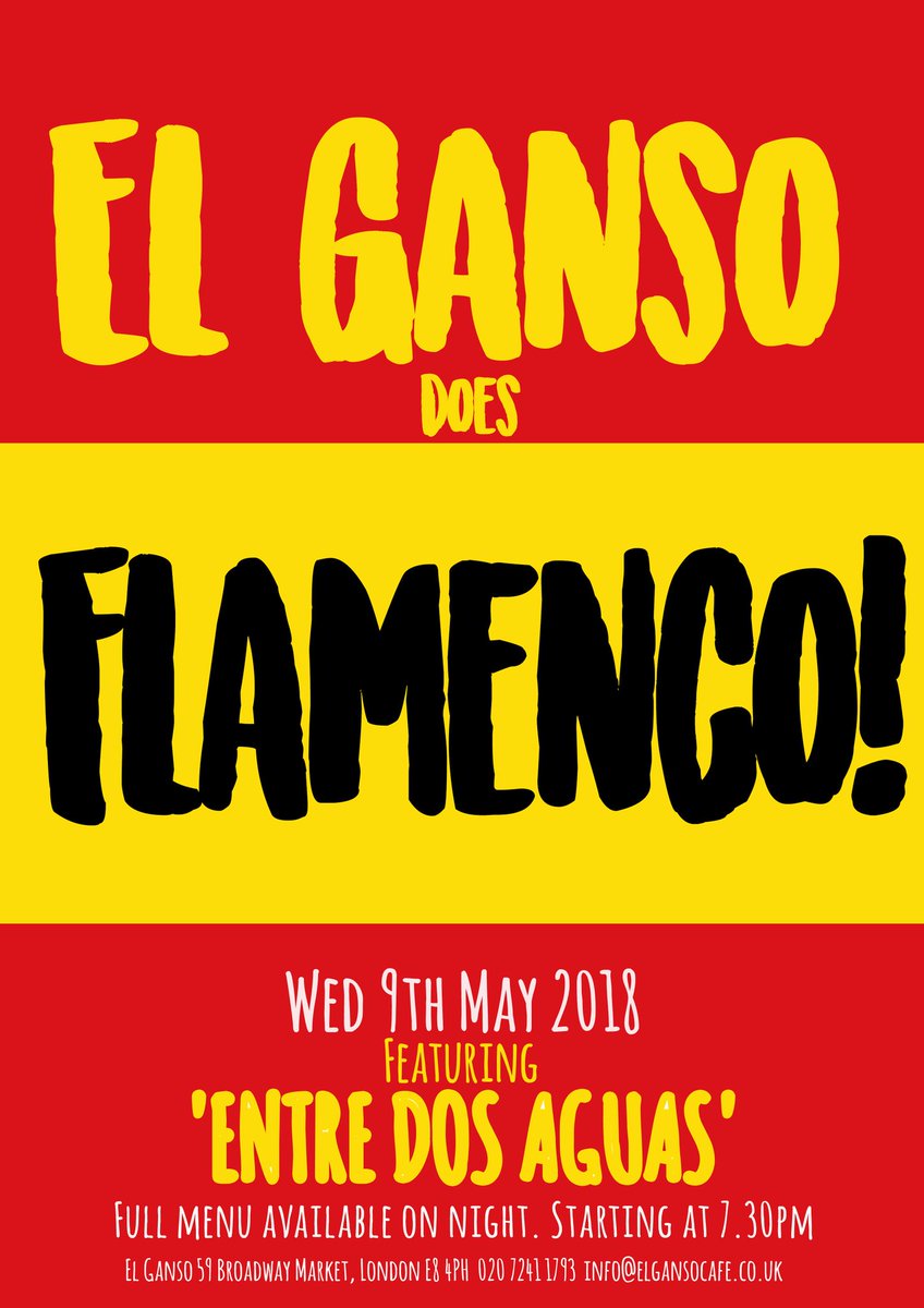 elgansocafe's tweet photo. Next flamenco coming soon to Broadway Market El Ganso! Be sure not to miss it! https://t.co/5VEOCVrfPM
